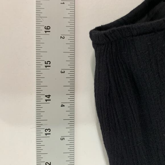 Free People 4 Womens Black Embroidered Detail Wide Leg Pants Gauzy Boho - Picture 9 of 11